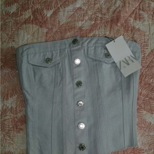 Zara Silver Button-Down Top